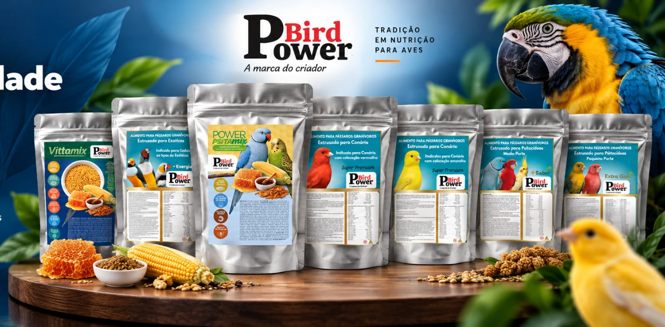Linha de produtos Power Bird com aves